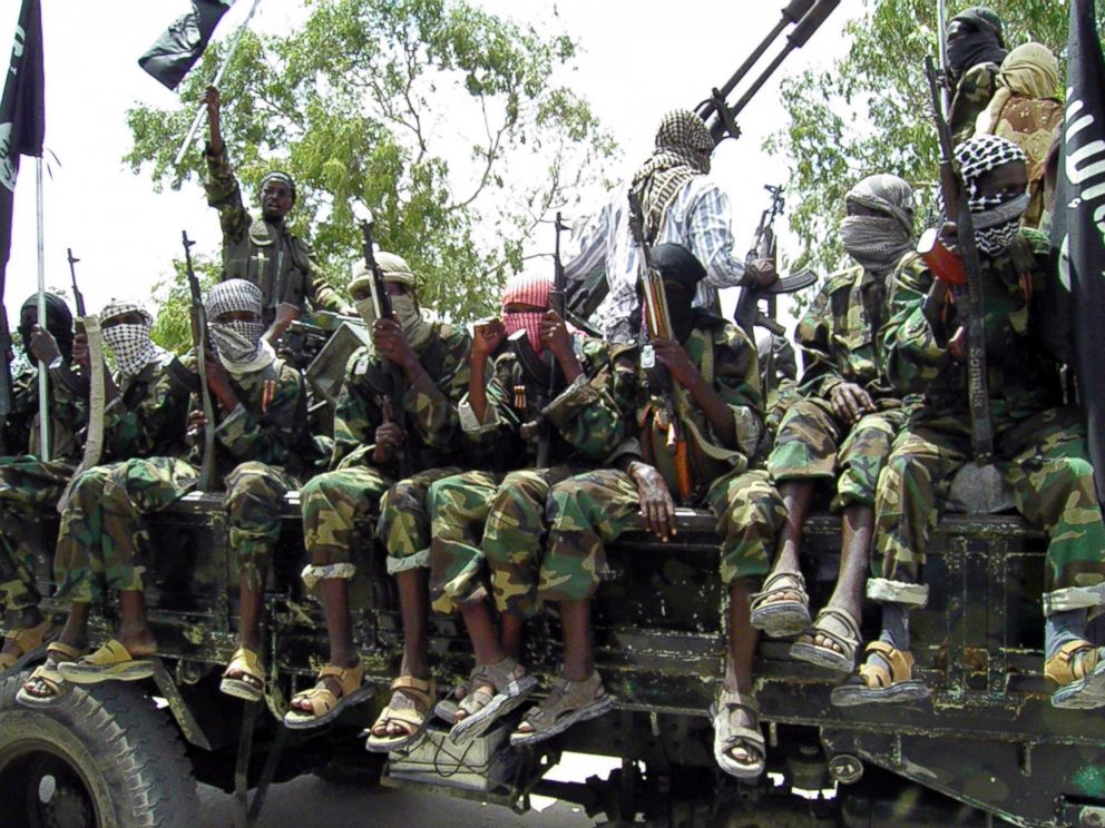 PHOTO: Al-Shabaab fighters display weapons as they conduct military exercises in northern Mogadishu, Somalia, Oct. 21, 2010.