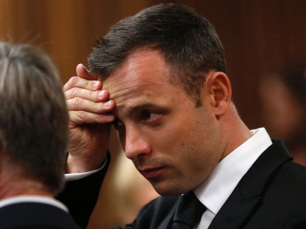 PHOTO: Oscar Pistorius holds his head in court on the third day of his trial at the high court in Pretoria, South Africa, March 5, 2014.