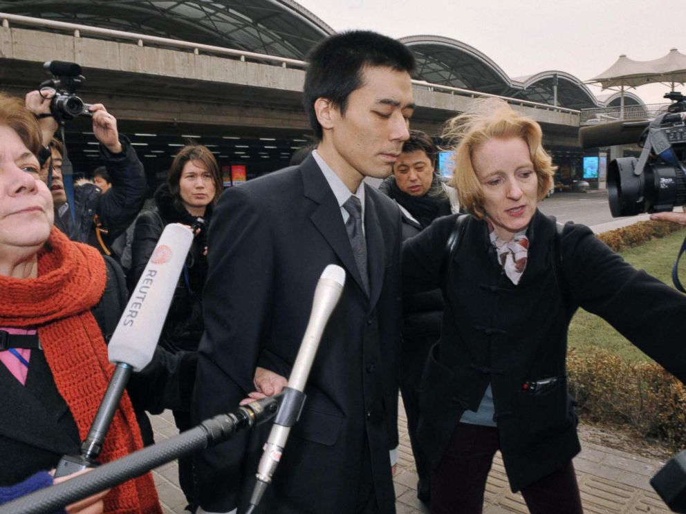 PHOTO: U.S. missionary Robert Park arrives at Beijing Capital International Airport from Pyongyang on Feb. 6, 2010.