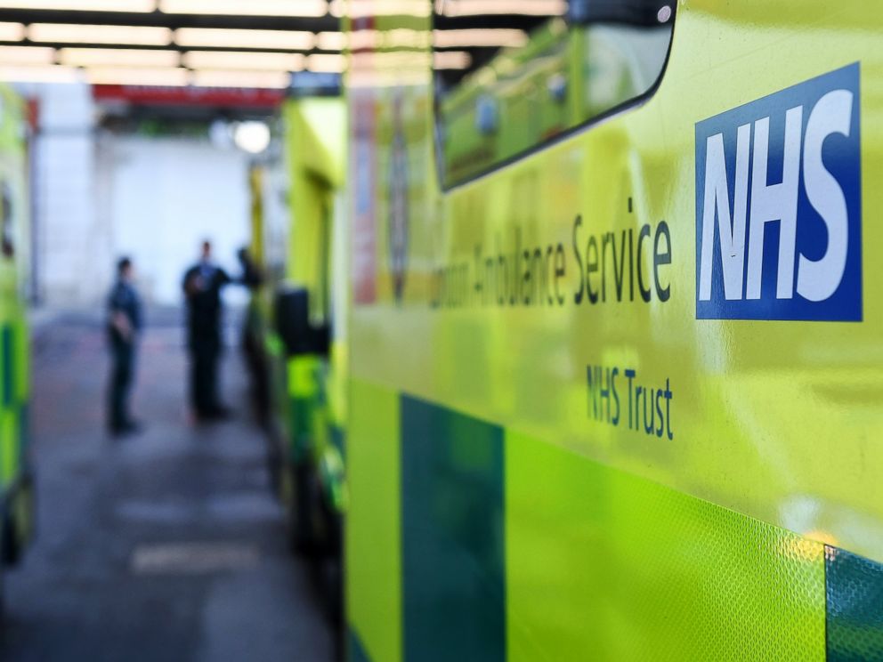 PHOTO: Ambulances stand outside an NHS hospital in London, May 12, 2017.