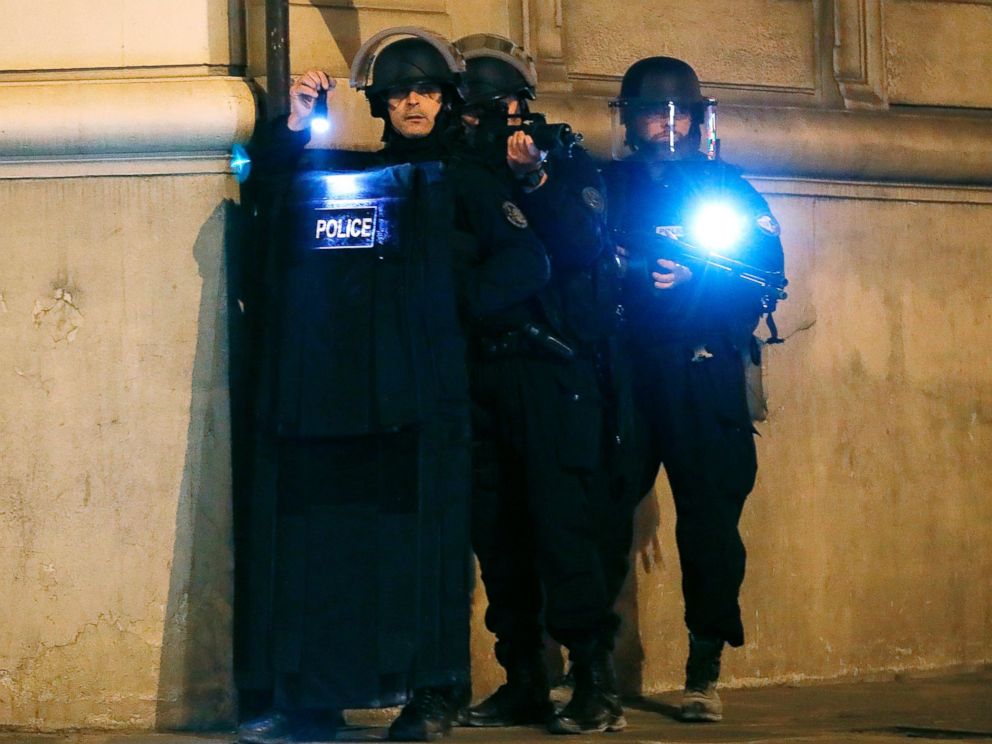 PHOTO: Police officers block the access of a street near the Champs Elysees in Paris after a shooting on April 20, 2017.