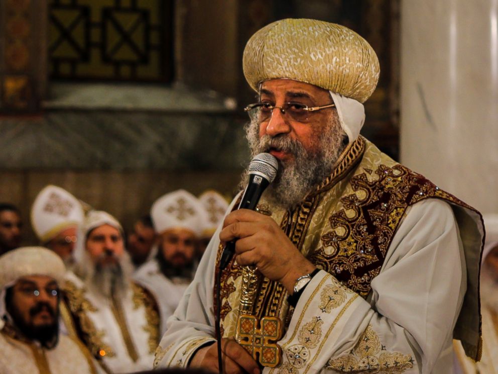 PHOTO: Coptic Pope Tawadros II officiates a mass in memory of the victims of the explosion at Saint Peter and Saint Paul Coptic Orthodox Church, on the 40th day after the attacks, at the Saint Peter and Saint Paul church in Cairo, Jan. 23, 2017.
