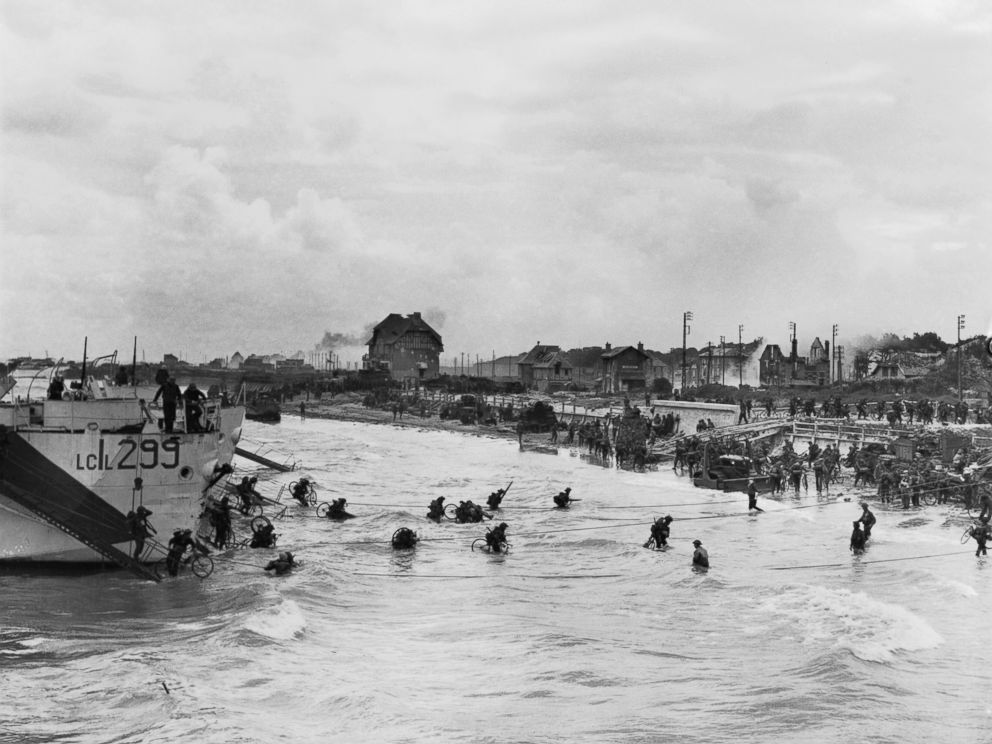 PHOTO: The D-Day invasion of German-occupied France on the beach of Normandy, June 6, 1944, during World War II.