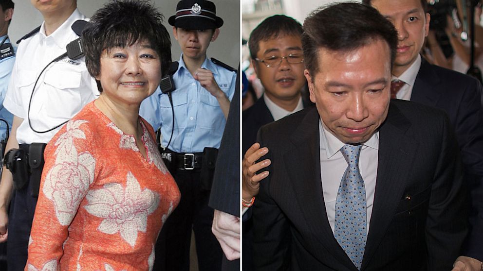 PHOTO: A former lover and Fengshui master of Hong Kong billionaire Nina Wang, Peter Chan, left, was sentenced to jail for 12 years in prison for forging her will, Hong Kong, July 7, 2013.