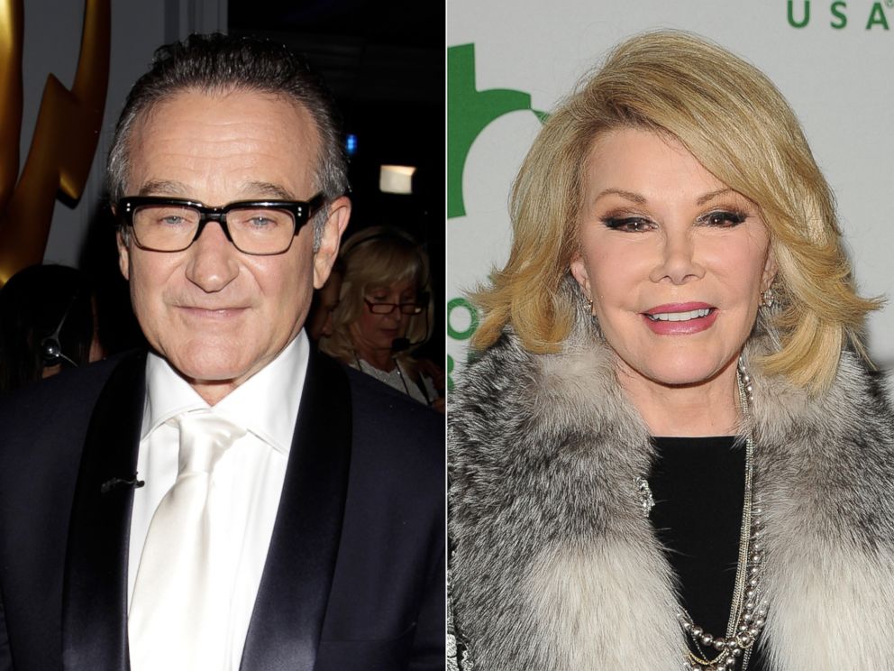 PHOTO: Robin Williams at the 65th Primetime Emmy Awards in Los Angeles, Calif., Sept. 22, 2013. | Joan Rivers at Global Green USAs 11th Annual Pre-Oscar Party in Hollywood, Calif., Feb. 26, 2014.