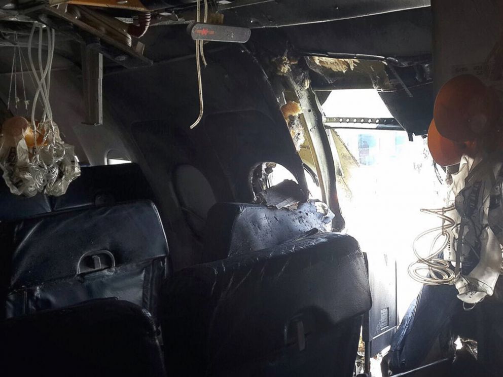 PHOTO:A view of an airliner after an explosion aboard Daallo Airlines Airbus flying to Djibouti, Feb. 2, 2016, in Mogadishu, Somalia.