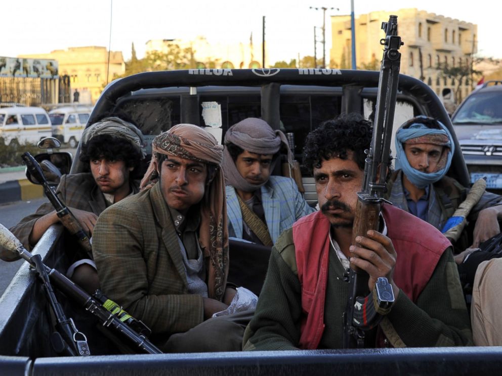 PHOTO: A group of Houthi Militia in Sanaa, Yemen, Feb. 07, 2015.