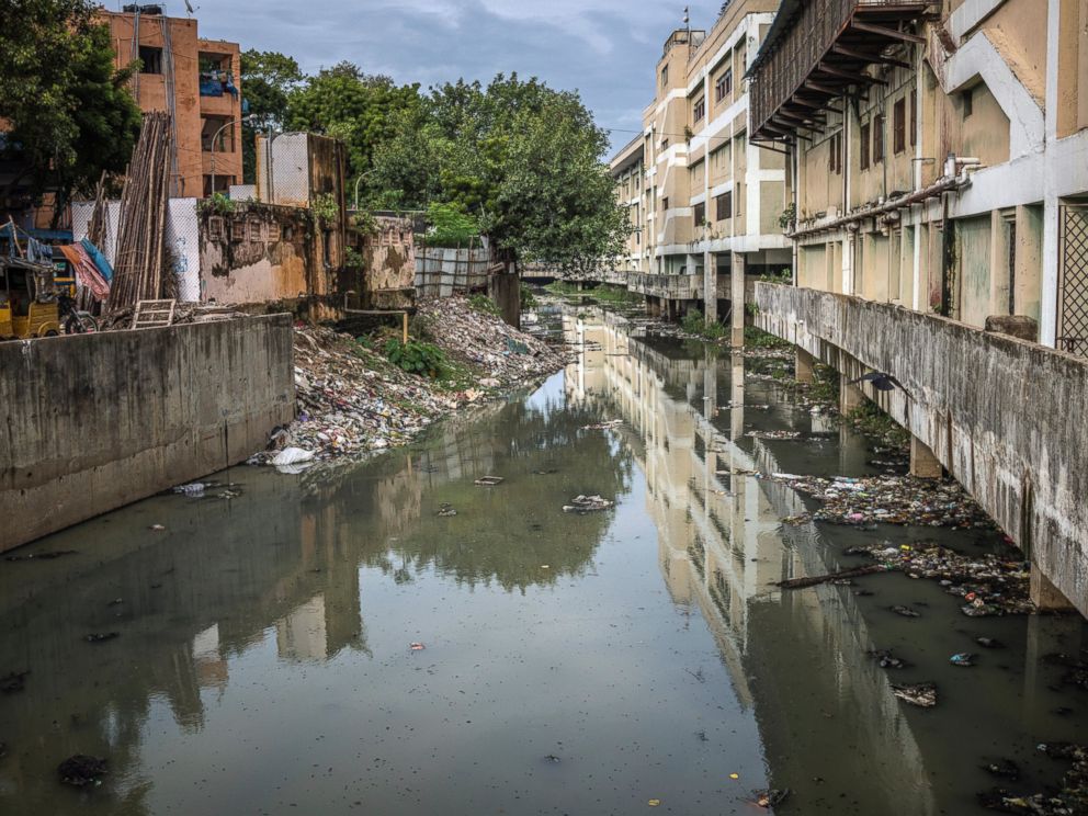 PHOTO: An almost forgotten stretch of the Buckingham Canal, a 494.6 mile long canal, built during colonial times to connect southern east coast backwaters to barge traffic, in Thirumayilai, Chennai, India.