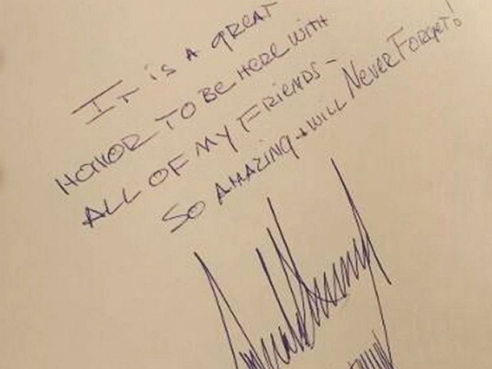 PHOTO: The note that President Trump wrote in the guestbook during his visit to Yad Vashem in Jerusalem, May 23, 2017. 