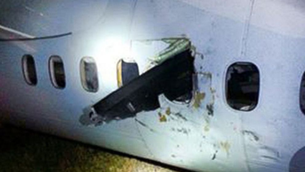 PHOTO: A photo of a propeller that crashed through a window on an Air Canada flight, Nov. 6, 2014, has surfaced on social media.