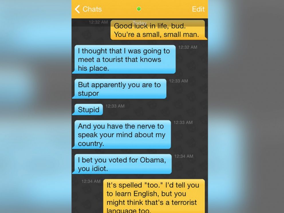 PHOTO: Excerpts of conversations purportedly from online daters in the Middle East.