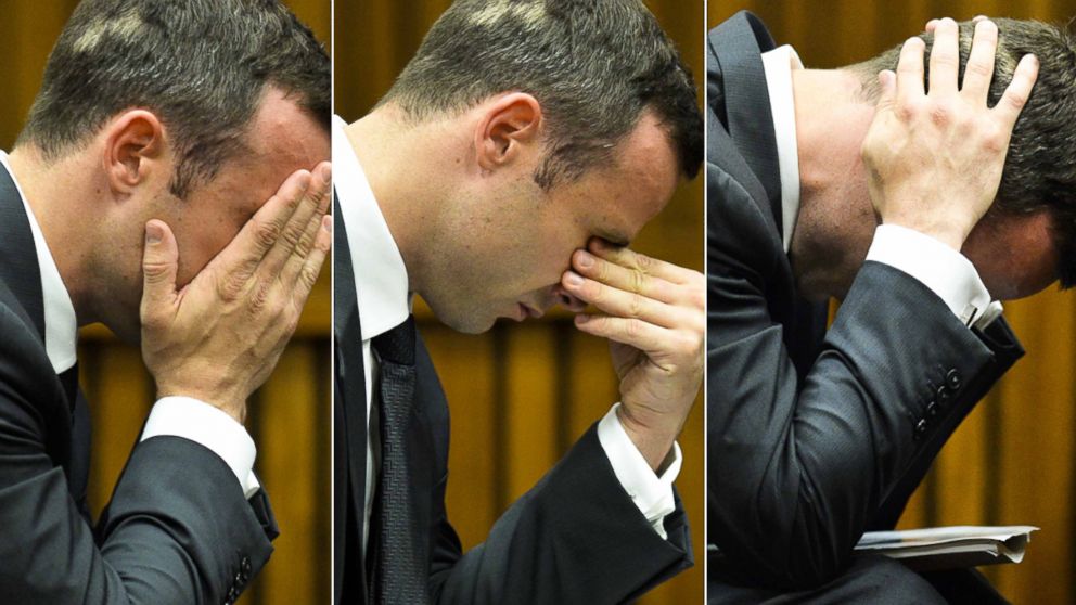 PHOTO: Oscar Pistorius reacts to testimony on the fifth day of his trial at the high court in Pretoria, South Africa, Friday, March 7, 2014.