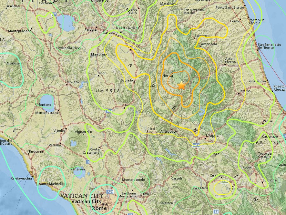 italy quake map