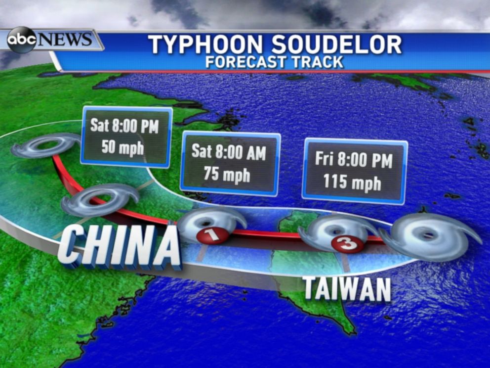 PHOTO: A map showing the rain forecast for Typhoon Soudelor.