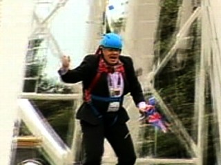 Watch: London Mayor Stuck in Zip Line During Olympic Stunt