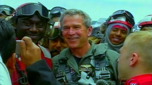 VIDEO: Pres. Bush applauds troops on the USS Abraham Lincoln for success in Iraq.