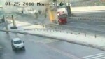 VIDEO: Surveillance video shows a dump truck colliding with a footbridge in Turkey.