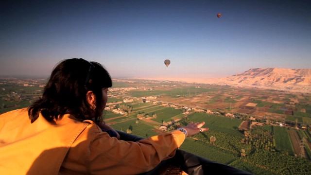 VIDEO: "Back to the Beginning": Christiane Amanpour and son Darius float over Luxor, Egypt, exploring impor
