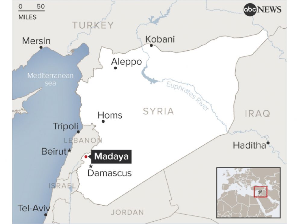 PHOTO: A map shows the location of Madaya in Syria.