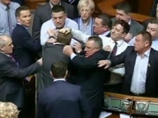 Watch: Ukrainian Lawmakers Throw Fists in Parliament Brawl