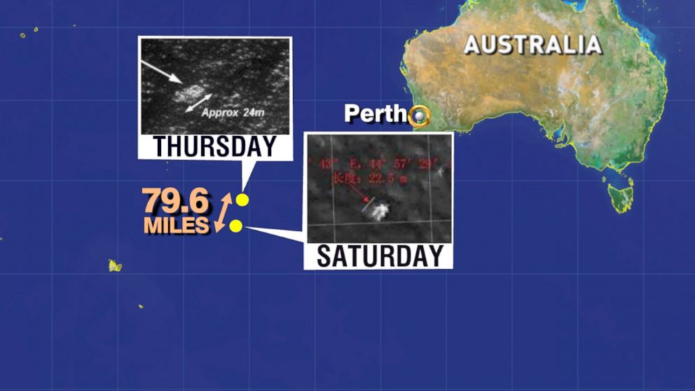 PHOTO: A map showing the search area off the coast of Australia for Malaysia Airlines Flight 370, March 22, 2014.