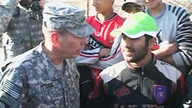 VIDEO: General David Patraeus demonstrates the impact the surge has had on Baghdad.