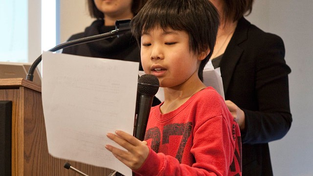 PHOTO: Yuri Tomitsuka, 10, recounts evacuating from Fukushima prefecture in Japan with his mother.