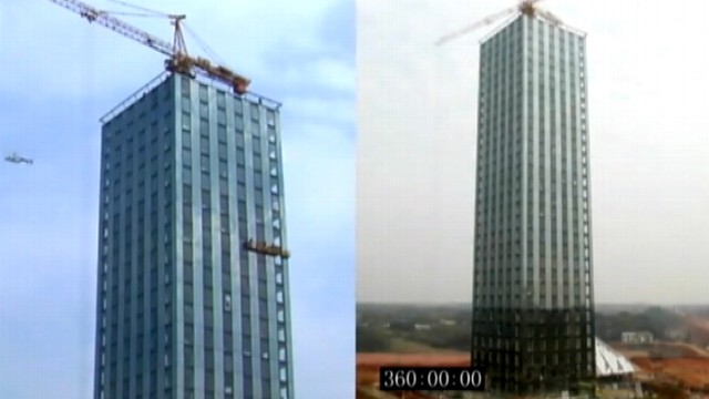 VIDEO: Timelapse video shows construction of prefabricated building.