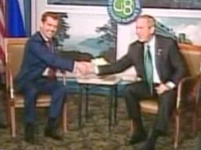 President George W. Bush and Russian President Dmitry Medvedev