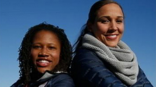 Former Olympic track star competes in her first winter Olympics event in Sochi.