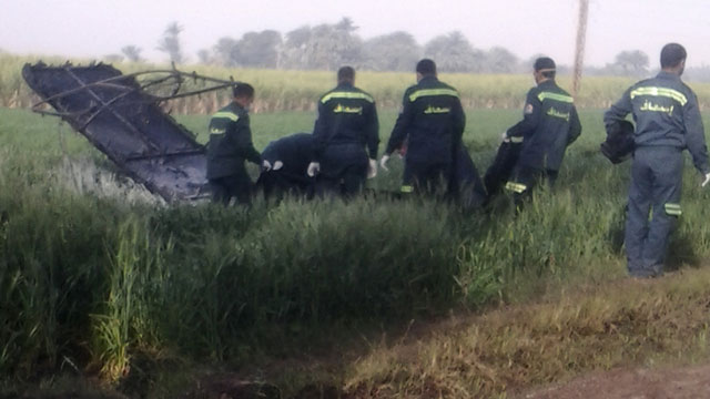 PHOTO: Rescue workers inspect the scene of a balloon crash outside al-Dhabaa village, just west of the city of Luxor, 510 kilometers (320 miles) south of Cairo, Egypt, Tuesday, Feb. 26, 2013.