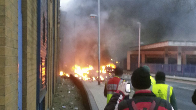 PHOTO: A general view of the scene shortly after a helicopter crashed in the Vauxhall area of central London, after hitting a crane on top of a tower block by the River Thames, according to eye witness reports, Wednesday Jan. 16, 2013.