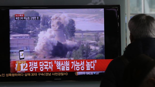 PHOTO: A South Korean man watches a TV news showing a file footage of North Korea's nuclear test at the Seoul train station in Seoul, South Korea, Tuesday, Feb. 12, 2013.