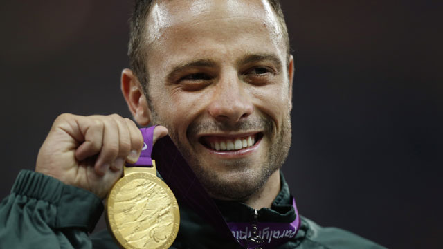 PHOTO: In this Sept. 8, 2012, file photo, Gold medalist South Africas Oscar Pistorius poses with his medal during after winning the mens 400 meters T44 category final at the 2012 Paralympics, in London.