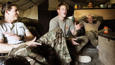 PHOTO: Britain's Prince Harry, center, reacts as he plays computer games with his fellow Apache Helicopter crew, during his 12 hour VHR (very high ready-ness) shift at the British controlled flight-line in Camp Bastion southern Afghanistan, Nov. 3, 2012.