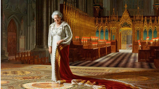PHOTO: A portrait of Queen Elizabeth II on display at Westminster Abbey has been defaced with paint. The abbey says a painting by Ralph Heimans hanging in the building?s Chapter House was vandalized.