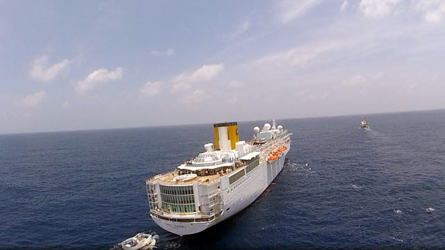 PHOTO: The Costa Allegra cruise ship is seen at sea near the Seychelles. Disabled by an engine fire, the cruise ship is being towed and should reach land March 1,2012, according to a spokesman for Costa Cruises, Feb. 28, 2012.