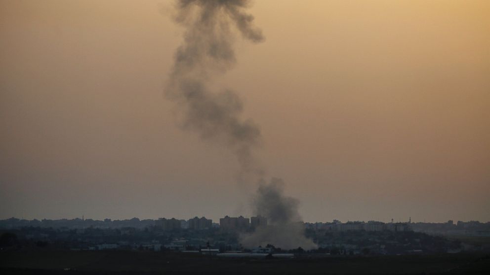 PHOTO: Smoke rises following an Israeli strike on Gaza, seen from the Israel-Gaza border, Saturday, July 12, 2014.