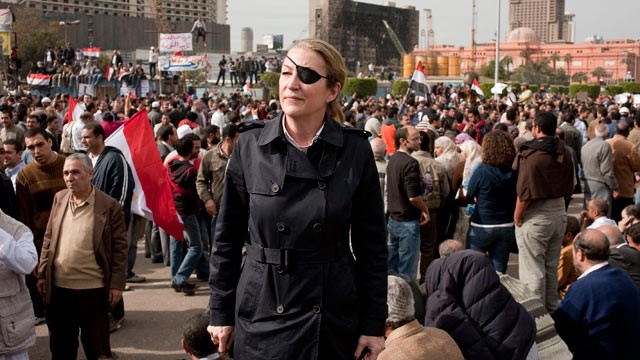 PHOTO: Journalist Marie Colvin is seen photographed in Tahrir square in Cairo in this undated file photo.