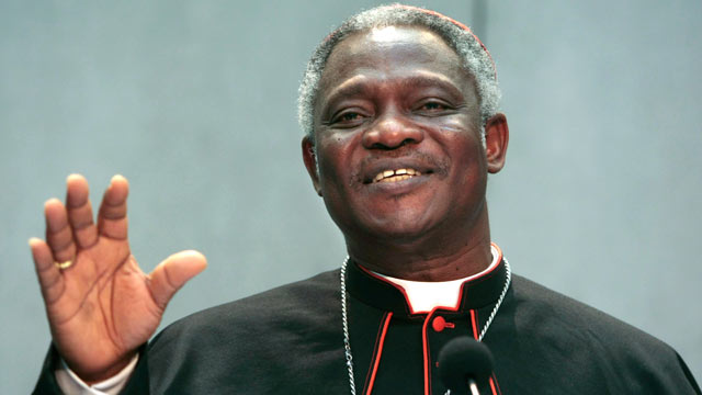 PHOTO: Ghanian Cardinal Peter Kodwo Appiah Turkson talks to journalists during a press conference at the Vatican, Oct. 24, 2009, concluding a three-week Vatican meeting on the role of the Catholic Church in Africa which he had headed.