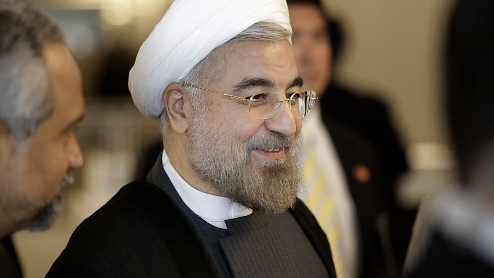 PHOTO: Iranian President Hassan Rouhani walks through the hallway during the 68th session of the General Assembly at United Nations headquarters on Sept. 26, 2013.
