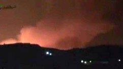 PHOTO: In this image taken from video obtained from the Ugarit News, which has been authenticated based on its contents and other AP reporting, smoke and fire fill the the skyline over Damascus, Syria, early Sunday, May 5, 2013 after an Israeli airstrike