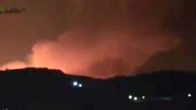 PHOTO: In this image taken from video obtained from the Ugarit News, which has been authenticated based on its contents and other AP reporting, smoke and fire fill the the skyline over Damascus, Syria, early Sunday, May 5, 2013 after an Israeli airstrike