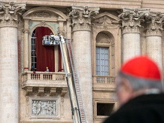 Red Drapes Readied for New Pope