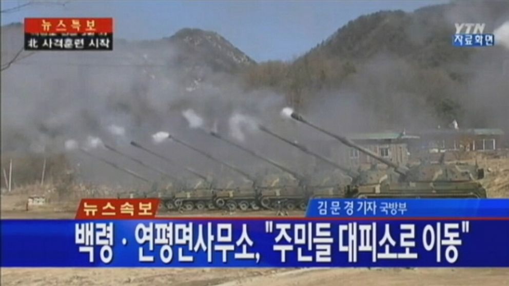VIDEO: South Korea officials say that hundreds of artillery shells were fired into the Yellow Sea.