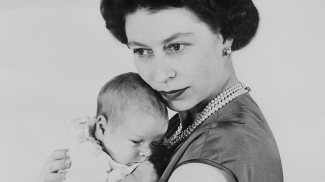 PHOTO: Queen Elizabeth is shown with her new son, Prince Andrew Albert Christian Edward, March 25, 1960, in London.