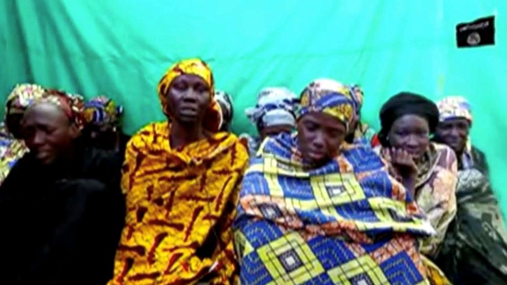 PHOTO: The remaining girls who were kidnapped from the northeast Nigerian town of Chibok are seen in an unknown location in Nigeria in this still image taken from an undated video obtained, Jan. 15, 2018.