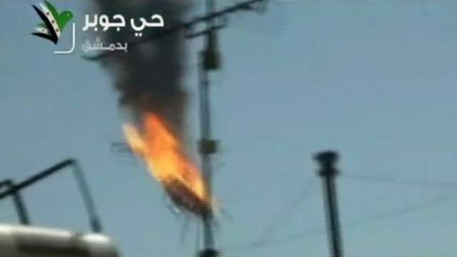VIDEO: Government helicopter appears to have been shot down by opposition fighters.
