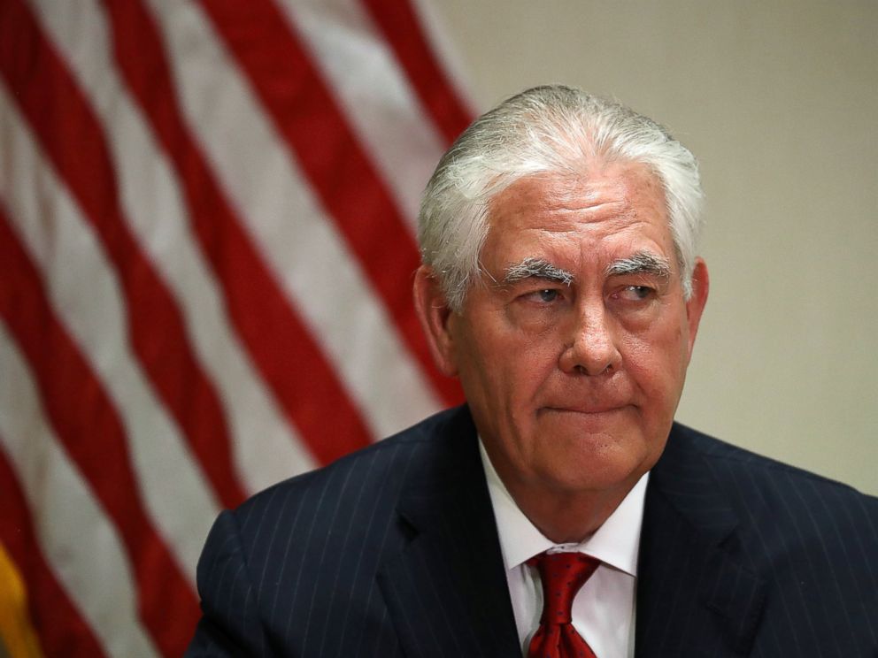 PHOTO: Secretary of State Rex Tillerson at Palm Beach International Airport on April 6, 2017 in West Palm Beach, Florida.