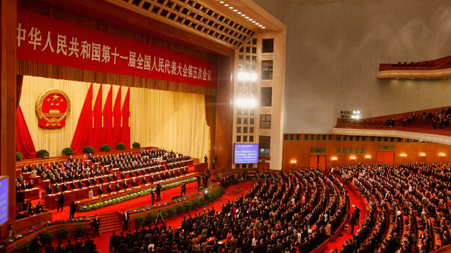 PHOTO: Delegates attend the closing ceremony of the closing session of the National Peoples Congress (NPC) at The Great Hall Of The People on March 14, 2012 in Beijing, China.